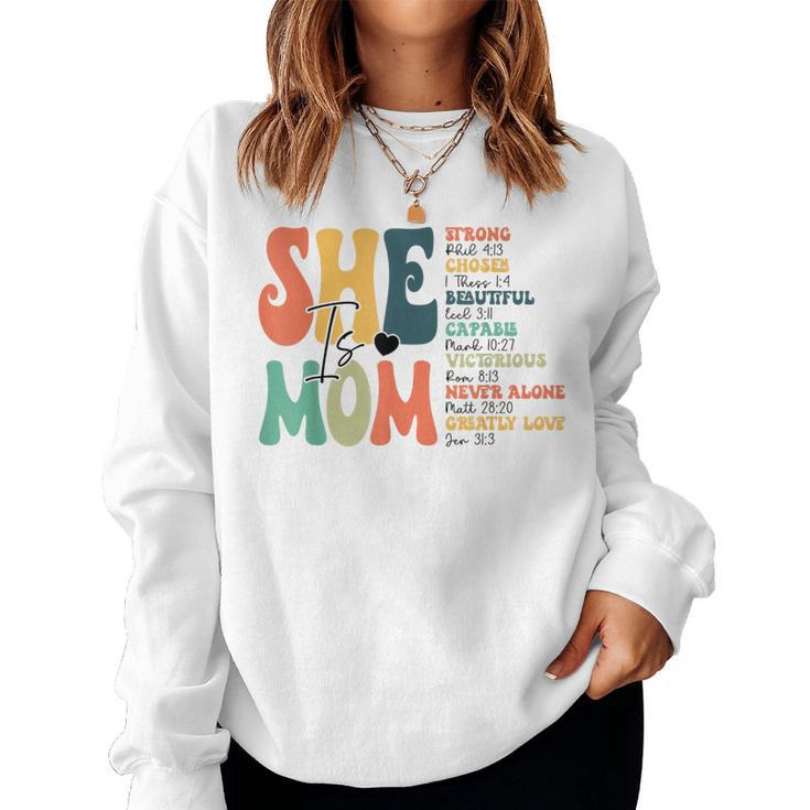 She Is Mom Christian Bible Verse Religious Mother's Day Women Sweatshirt