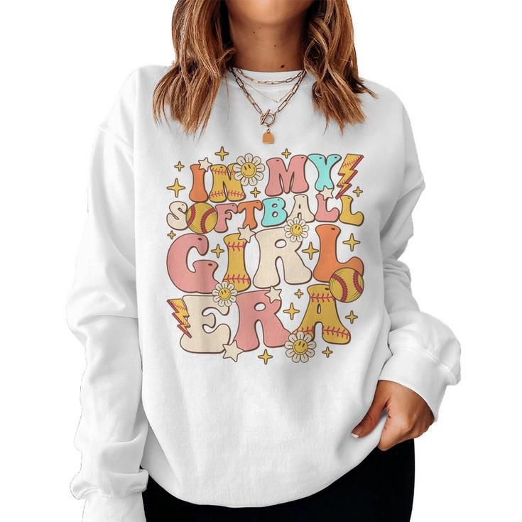 In My Softball Girl Era Retro Softball Girl Groovy Cute Women Sweatshirt