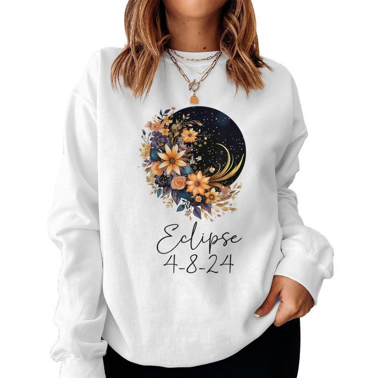 Solar Eclipse With Floral Flowers Women Sweatshirt