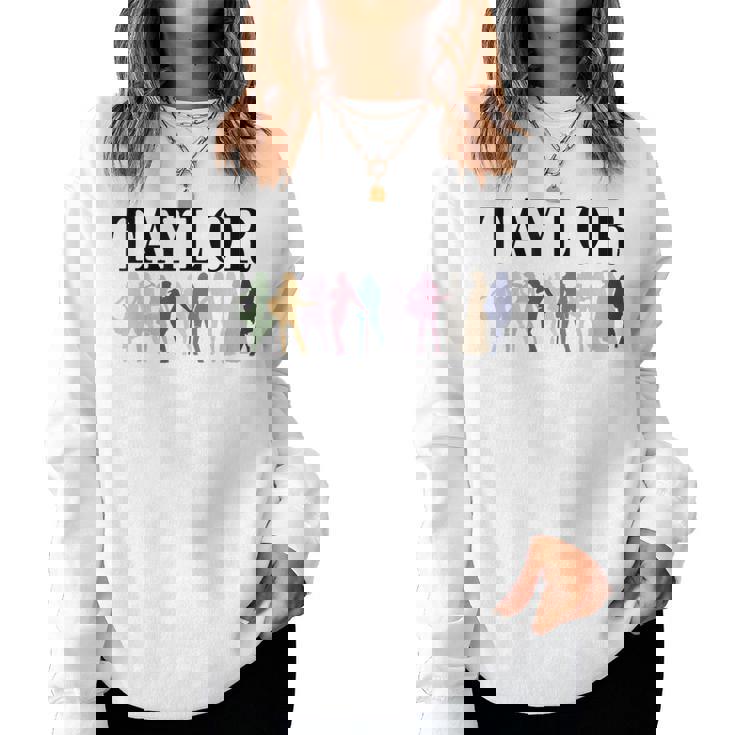 Taylor Personalized Name I Love Taylor Girl Groovy 90S Women Sweatshirt