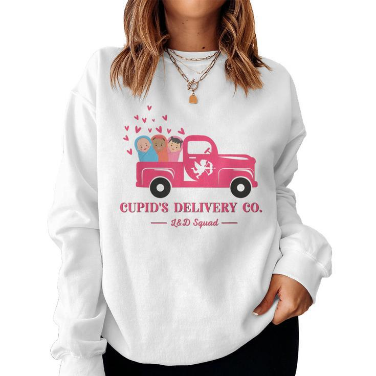 Valentine Labor And Delivery Nurse Squad Cupid's Delivery Co Women Sweatshirt