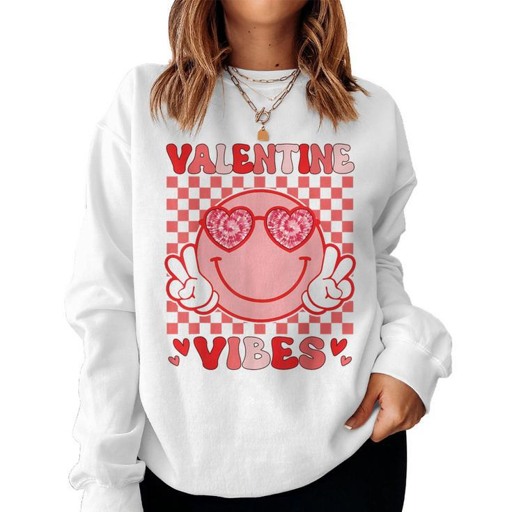 Valentine Vibes Hippie Valentines Day For Girl Womens Women Sweatshirt