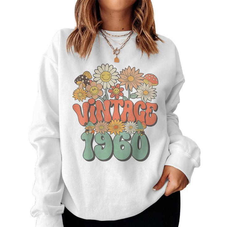 Vintage 1960 Floral Hippie Groovy Daisy Flower 64Th Birthday Women Sweatshirt