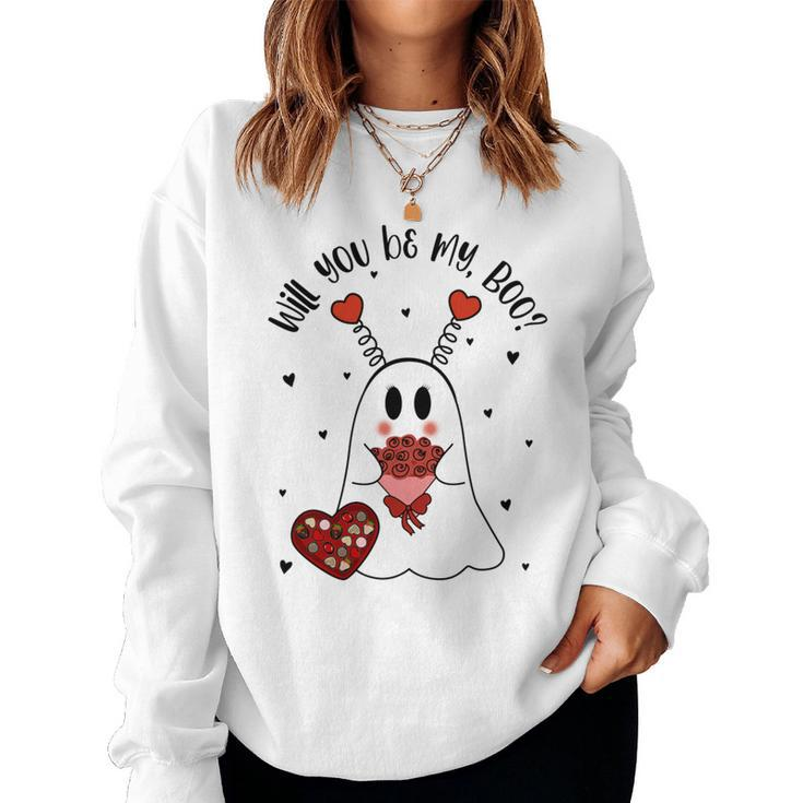 Will You Be My Boo Ghost Boujee Valentines Day Girls Women Sweatshirt