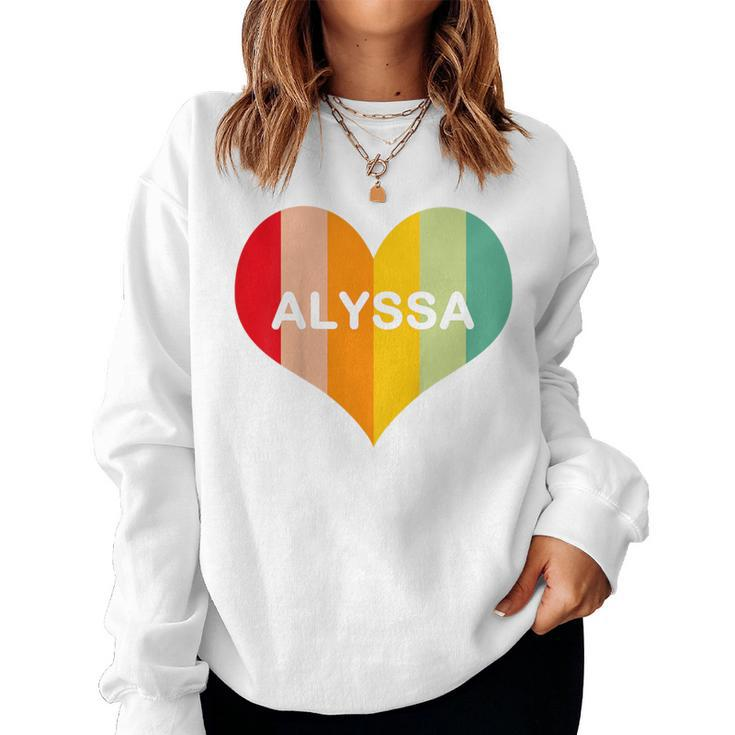 Youth Girls Alyssa Name Heart Retro Vintage Women Sweatshirt