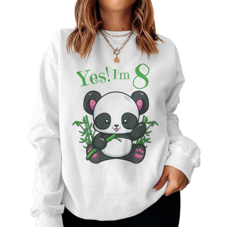 Youth Panda 8Th Birthday T Girls Birthday Outfit Age 8 Women Sweatshirt