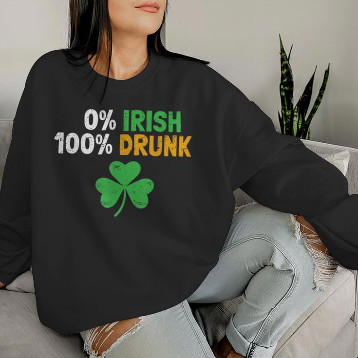 0 Irish 100 Drunk Vintage Saint Patrick Day Drinking Women Sweatshirt Gifts for Her