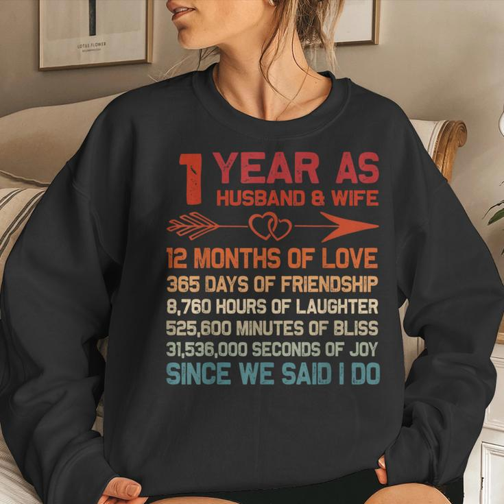 1 Year As Husband & Wife 1St Anniversary For Couple Women Sweatshirt Gifts for Her