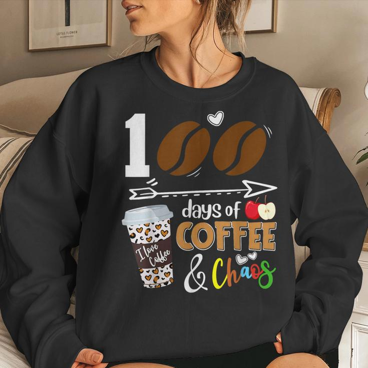 100 Days Of Coffee 100Th Day Of School For Teacher Student Women Sweatshirt Gifts for Her