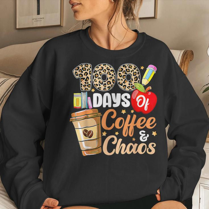 100 Days Of Coffee & Chaos 100Th Day Of School Teacher Kid Women Sweatshirt Gifts for Her