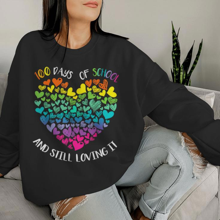 100Th Day Of School And Still Loving It 100 Rainbow Hearts Women Sweatshirt Gifts for Her