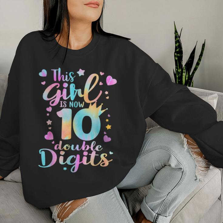 10Th Birthday This Girl Is Now 10 Double Digits Tie Dye Women Sweatshirt Gifts for Her