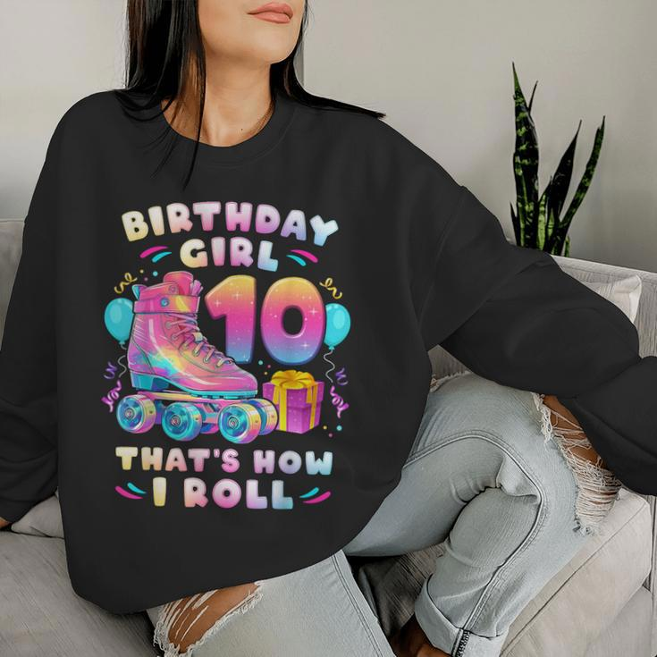 10Th Birthday Girl 10 Years Roller Skates Number 10 Women Sweatshirt Gifts for Her