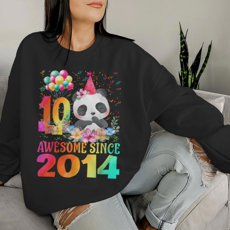 10Years Old 10Th Birthday Panda Awesome Since 2014 Women Sweatshirt Gifts for Her