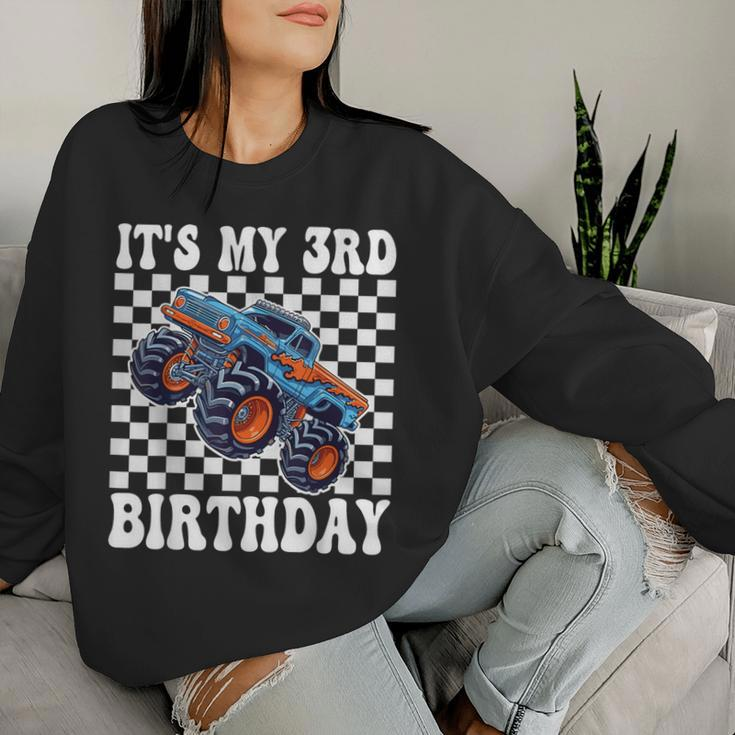 3 Years Old Boy Girl It's My 3Rd Birthday Boys Monster Truck Women Sweatshirt Gifts for Her
