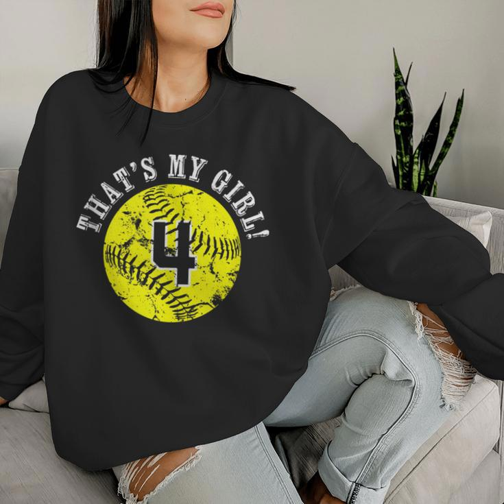4 Softball Player That's My Girl Cheer Mom Dad Team Coach Women Sweatshirt Gifts for Her
