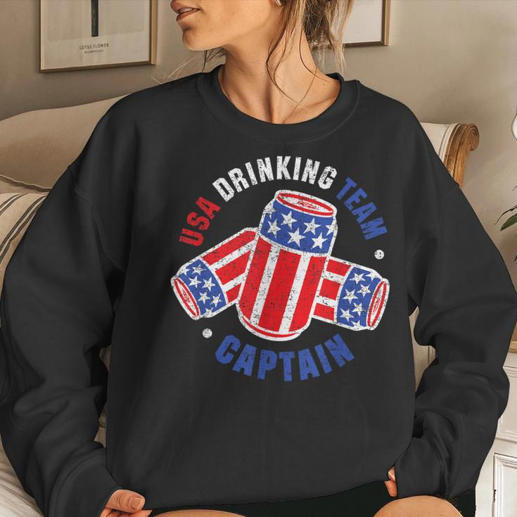 4Th Of July Beer Can Flag Usa Drinking Team Women Sweatshirt Gifts for Her