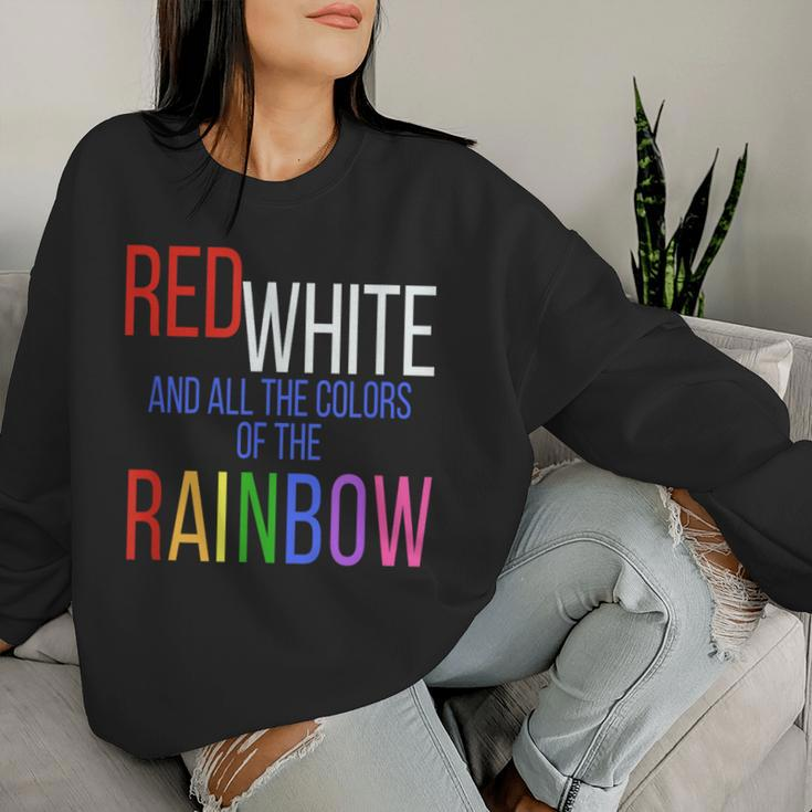 4Th Of July Gay Pride Rainbow America Equal Rights Women Sweatshirt Gifts for Her