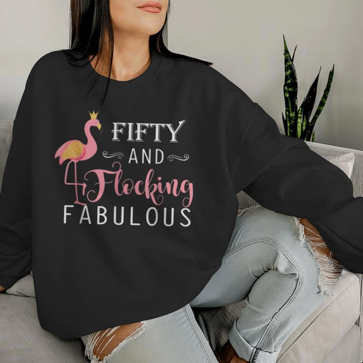 50Th Birthday Flamingo Fifty Flocking Fabulous Women Sweatshirt Gifts for Her