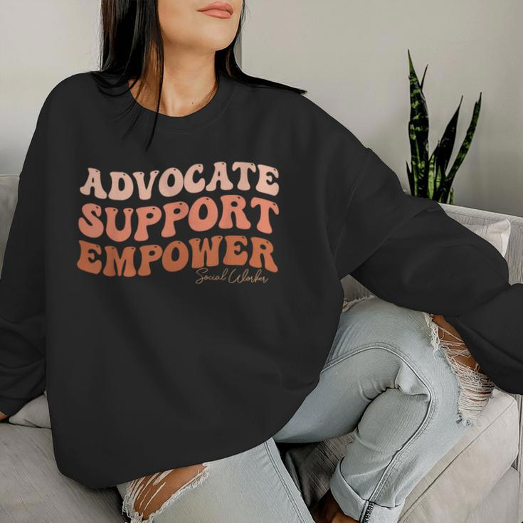 Advocate Support Empower Groovy Social Worker Graduation Women Sweatshirt Gifts for Her