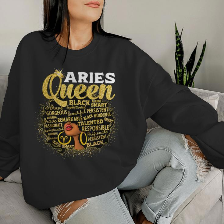 African American Zodiac Birthday Aries Queen Women Sweatshirt Gifts for Her
