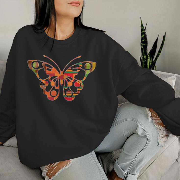 African Style Butterfly With Kente Pattern Women Sweatshirt Gifts for Her