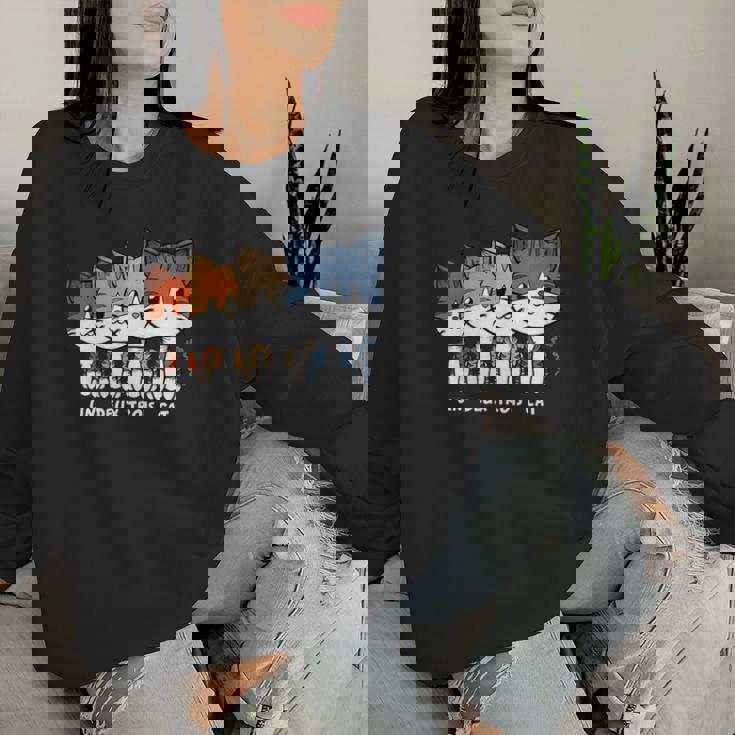 Amante De Los Gatos Gatito Uno Dos Tres Gato Cuello Sudadera Mujer Regalos para ella