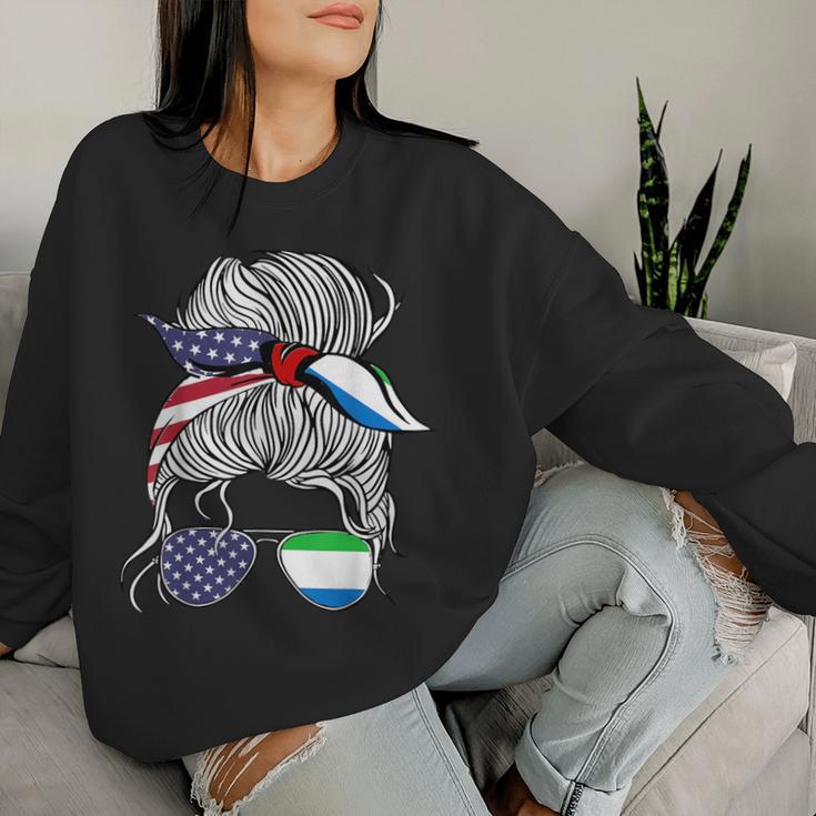 American Sierra Leonean Patriot Flag Girl Leone Grown Women Sweatshirt Gifts for Her