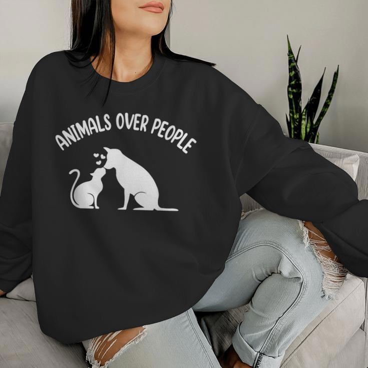 Animals Over People Animal Lover Vegan Plant Based Veganism Women Sweatshirt Gifts for Her