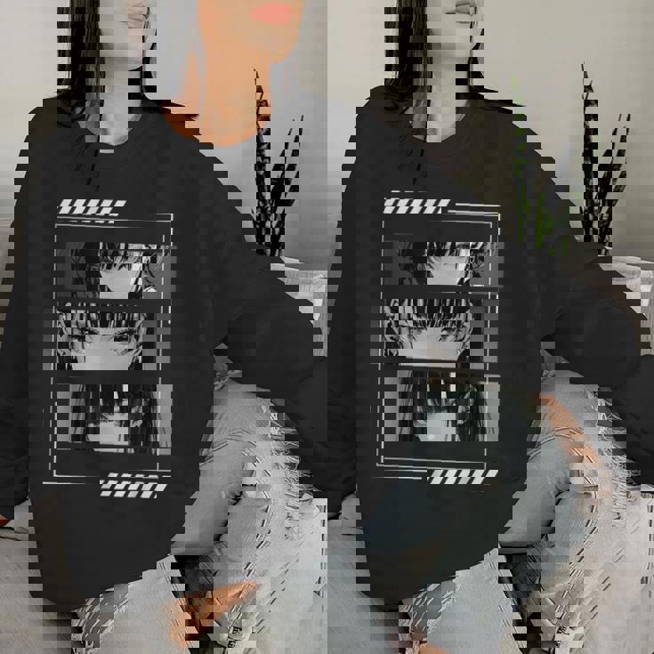 Anime Girls Eyes Soft Grunge Estética Japonés Manga Arte Sudadera Mujer Regalos para ella