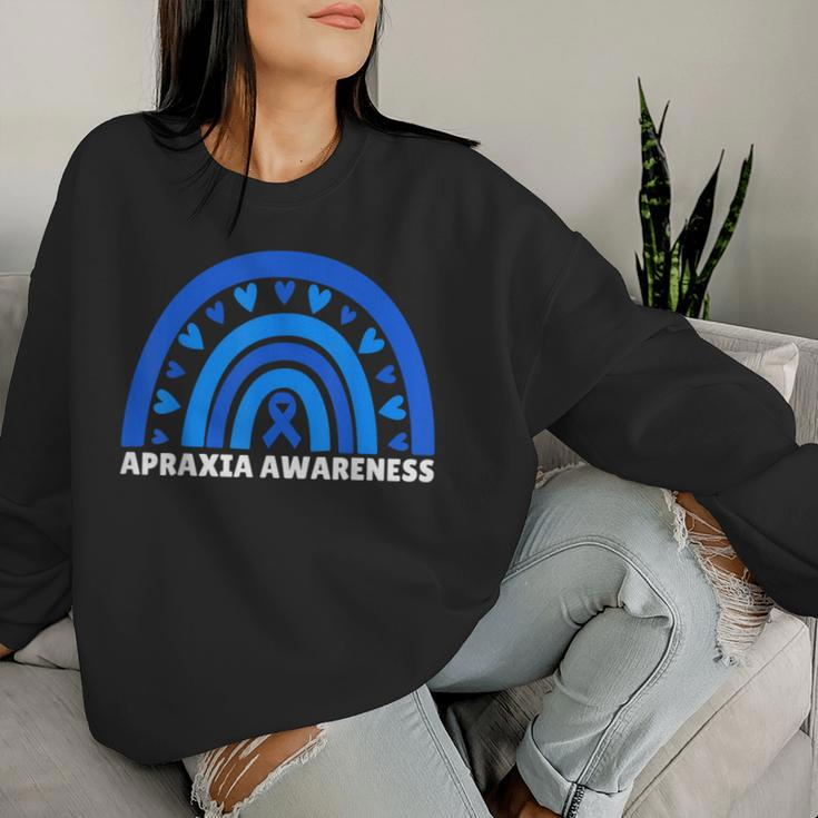 Apraxia Awareness Sister Brother Son Rainbow Apraxia Warrior Women Sweatshirt Gifts for Her