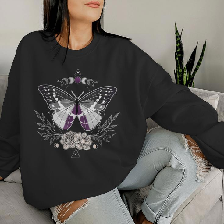 Asexual Butterfly Lgbt Demisexual Ace Pride Flag Gay Lgbtq Women Sweatshirt Gifts for Her