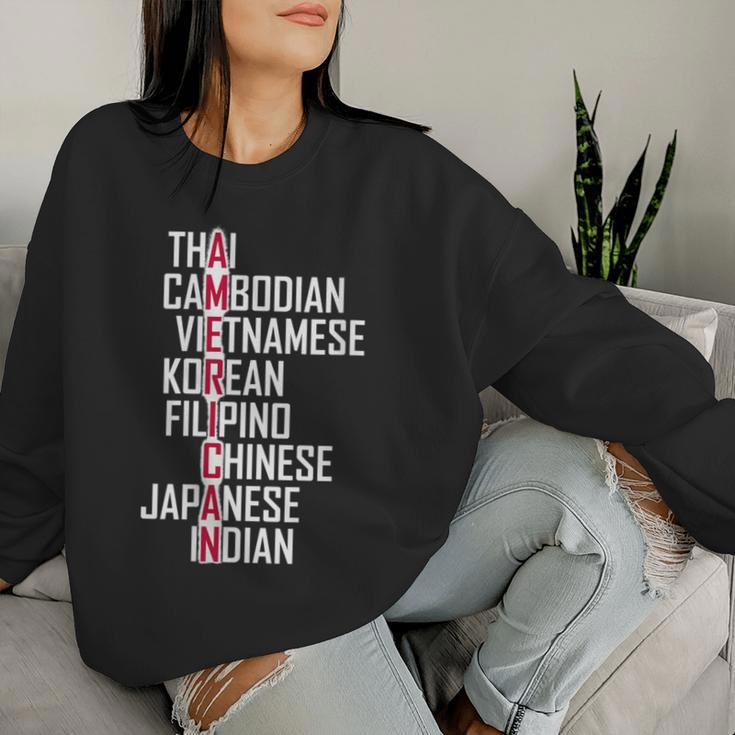 Asian American Pride Stop Asian Hate Distressed Women Sweatshirt Gifts for Her