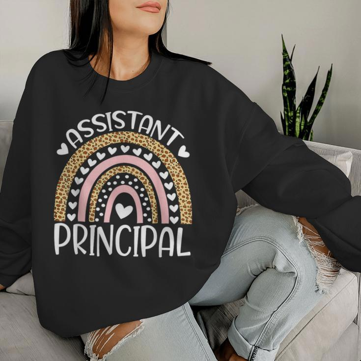 Assistant Principal Back To School First Day Rainbow Leopard Women Sweatshirt Gifts for Her