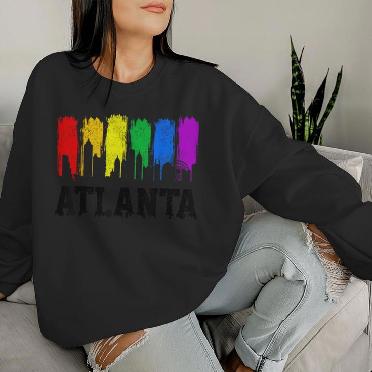 Atlanta Skyline Rainbow Atl Lgbtq Gay Pride Month Women Sweatshirt Gifts for Her