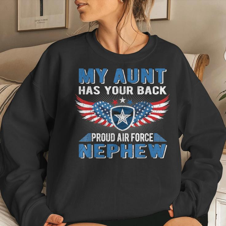 My Aunt Has Your Back Proud Air Force Nephew Military Family Women Sweatshirt Gifts for Her