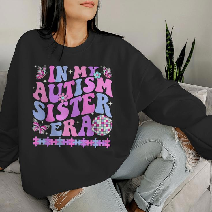 In My Autism Sister Era Retro Disco Family Autism Awareness Women Sweatshirt Gifts for Her