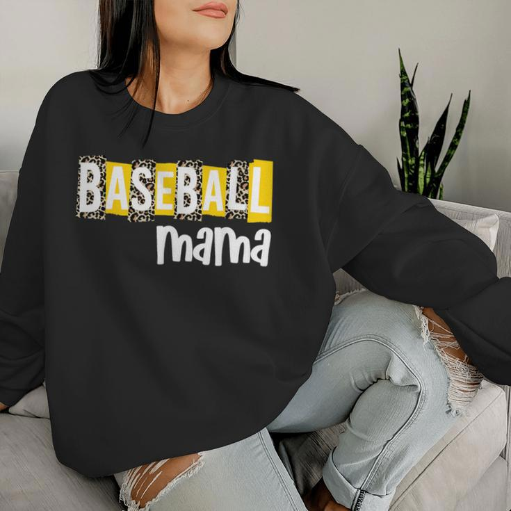 Baseball Mama Yellow Leopard Print Baseball Mom Gear Sports Women Sweatshirt Gifts for Her
