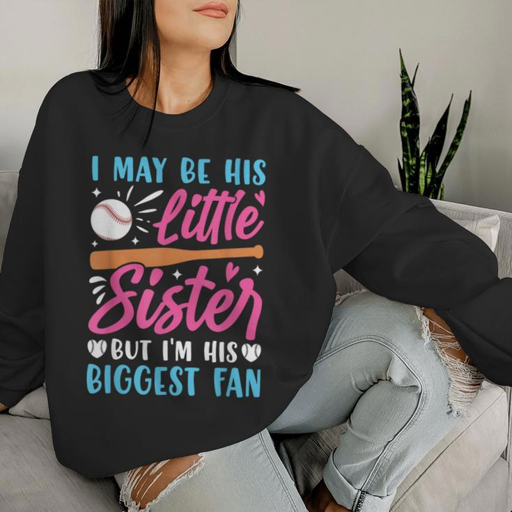 Baseball Sister Little Sister Biggest Fan Baseball Women Sweatshirt Gifts for Her