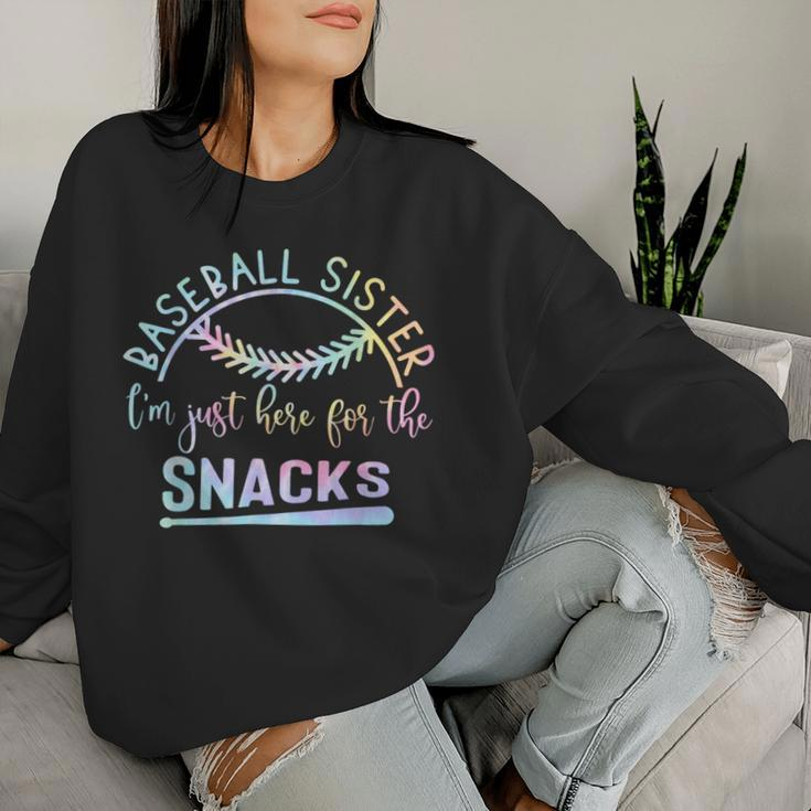 Baseball Sister I'm Just Here For The Snacks Retro B Tie Dye Women Sweatshirt Gifts for Her