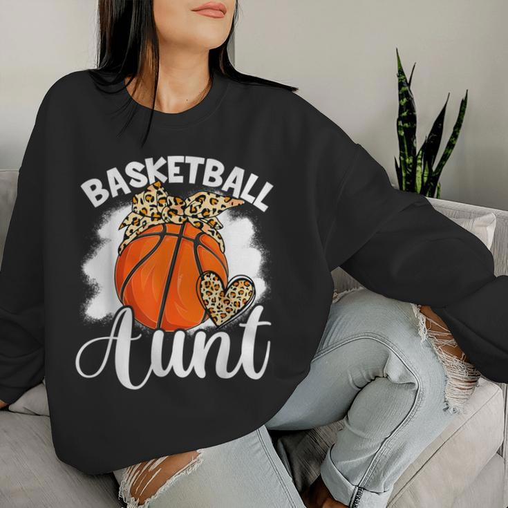 Basketball Aunt Leopard Heart Auntie Mother's Day Women Sweatshirt Gifts for Her