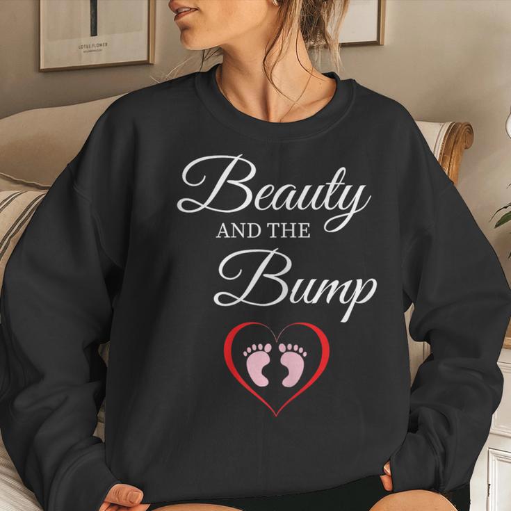 Beauty And The BumpGirl Cute Pregnancy Announcement Women Sweatshirt Gifts for Her