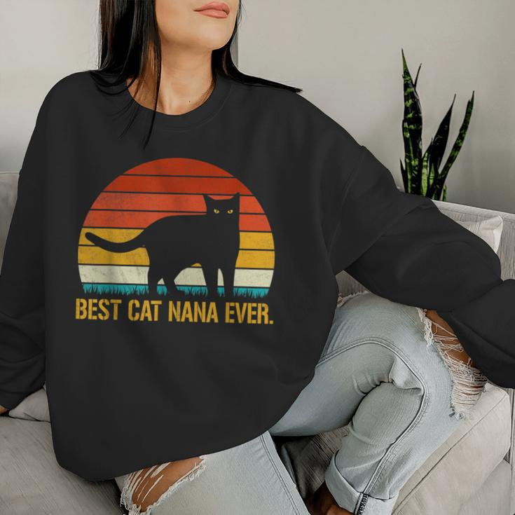 Best Cat Nana Ever Vintage Retro Cat Kitten Lover Women Sweatshirt Gifts for Her