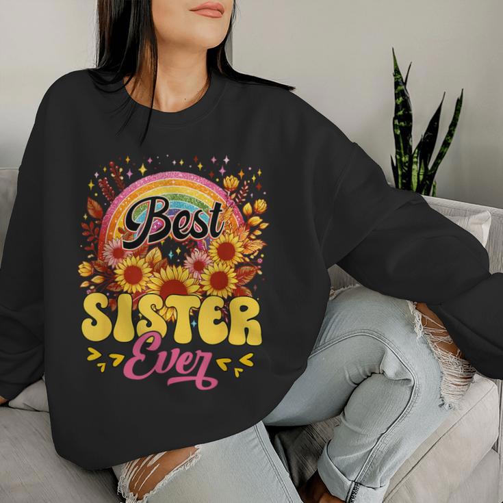 Best Sister Ever Sunflowers Colourful Rainbow Mother's Day Women Sweatshirt Gifts for Her