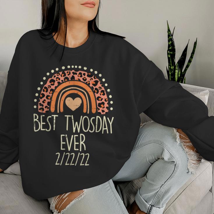 Best Twosday Ever 2-22-22 Leopard Twos Day 2022 Teacher Women Sweatshirt Gifts for Her