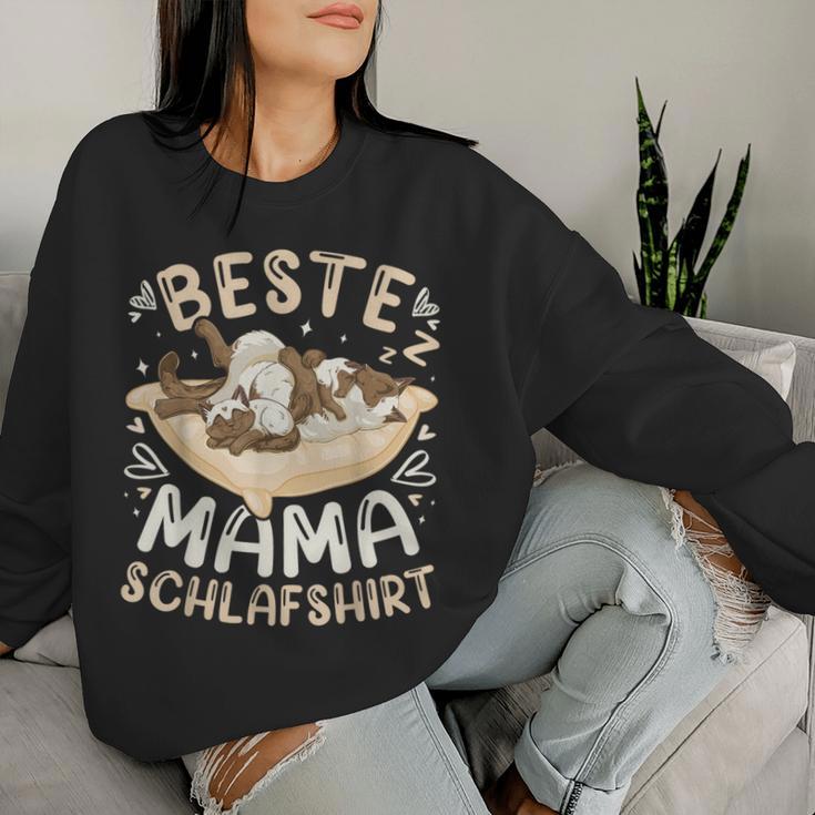 Beste Mama Schlaf Siamkatze Mit 2 Kätzchen Muttertag Sweatshirt Frauen Geschenke für Sie