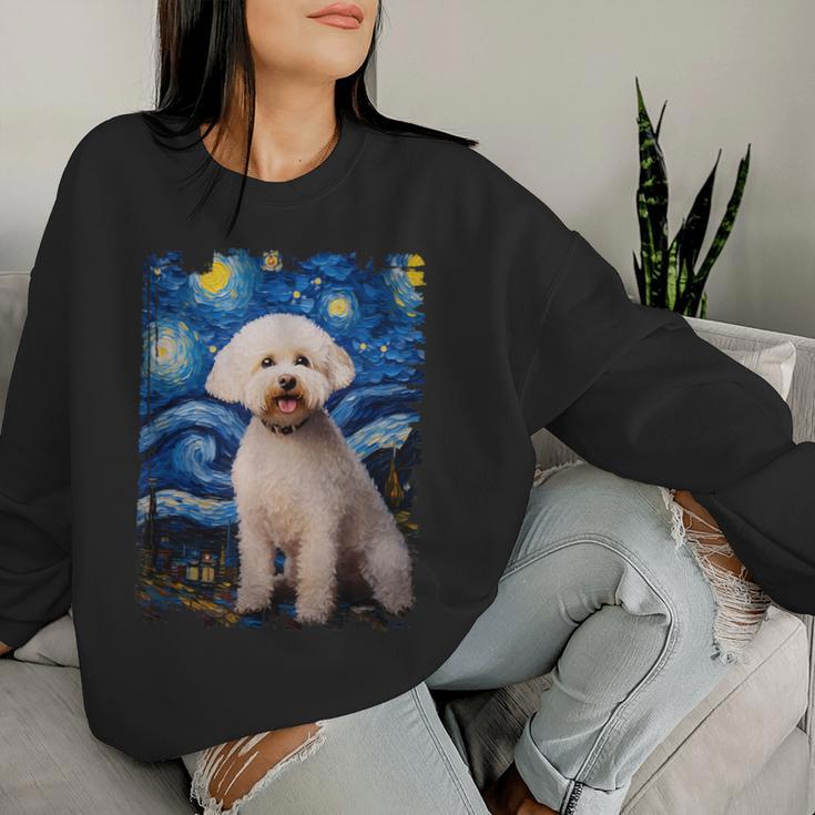 Bichon Frisé Hund Sternennacht Malerei Hund Mama Papa Sweatshirt Frauen Geschenke für Sie