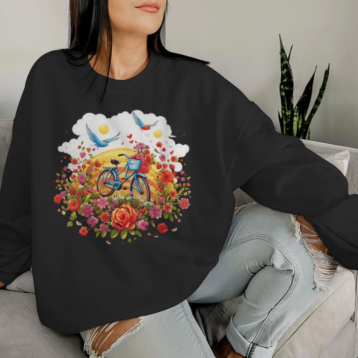 Bicycle Through A Field Of Flowers Idea Creative Inspiration Women Sweatshirt Gifts for Her