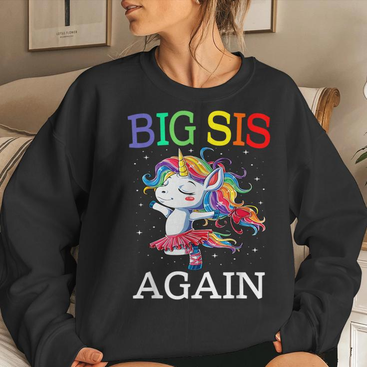 Big Sister Again Unicorn Sibling Older Daughter Unicorn Women Sweatshirt Gifts for Her