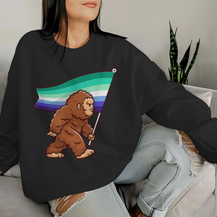 Bigfoot Gay Pride Lgbt Rainbow Mlm Flag Sasquatch Women Sweatshirt Gifts for Her